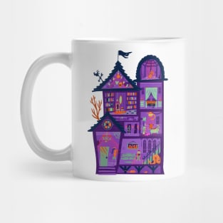 Purple Spooky Halloween Mansion Mug